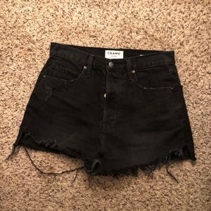 FRAME Frayed Denim Shorts